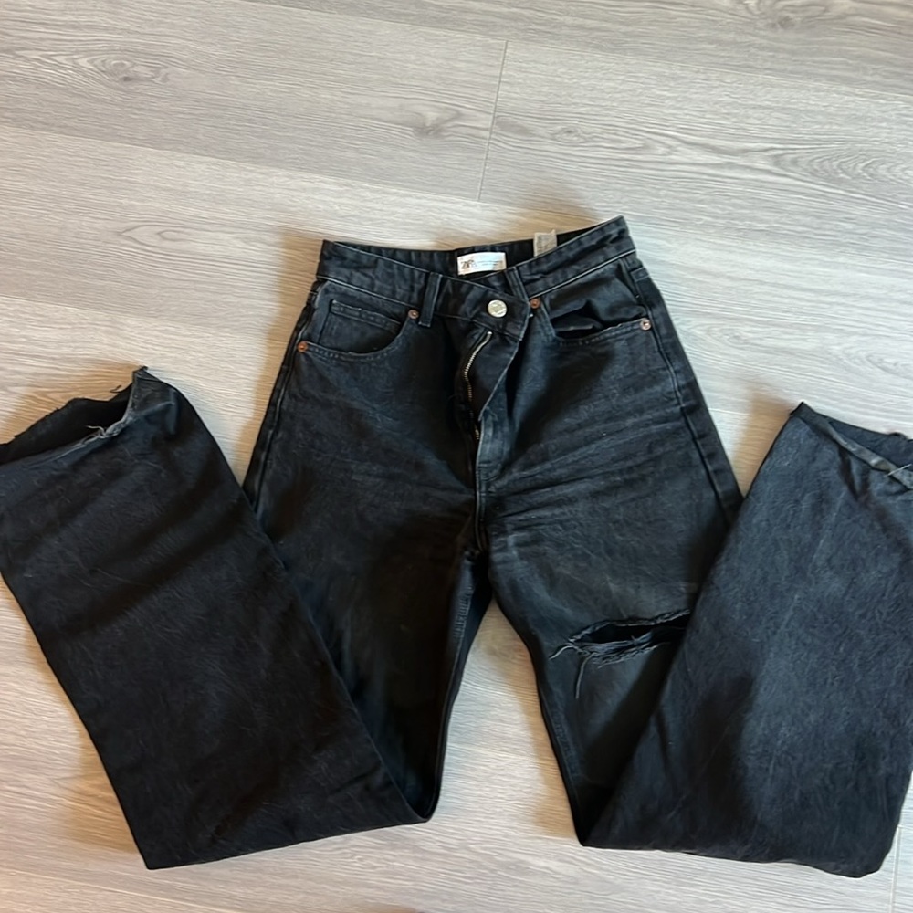Zara ripped wide leg jeans